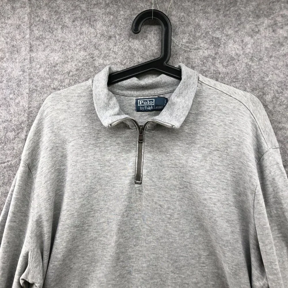 Polo‎ Ralph Lauren 1/4 Zip Pullover Sweatshirt Mens XL Gray Sweater Classic